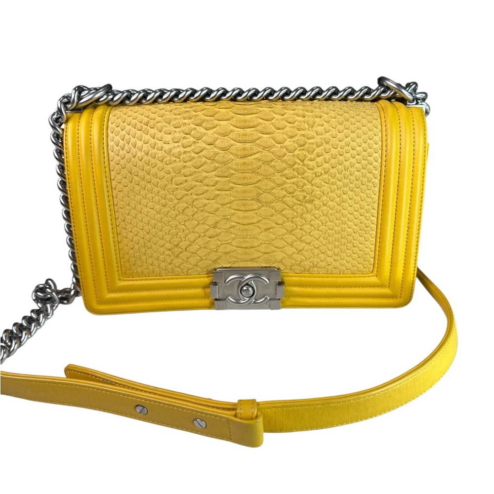 Chanel Yellow Python Crossbody Bag With Silver Ch… - image 1
